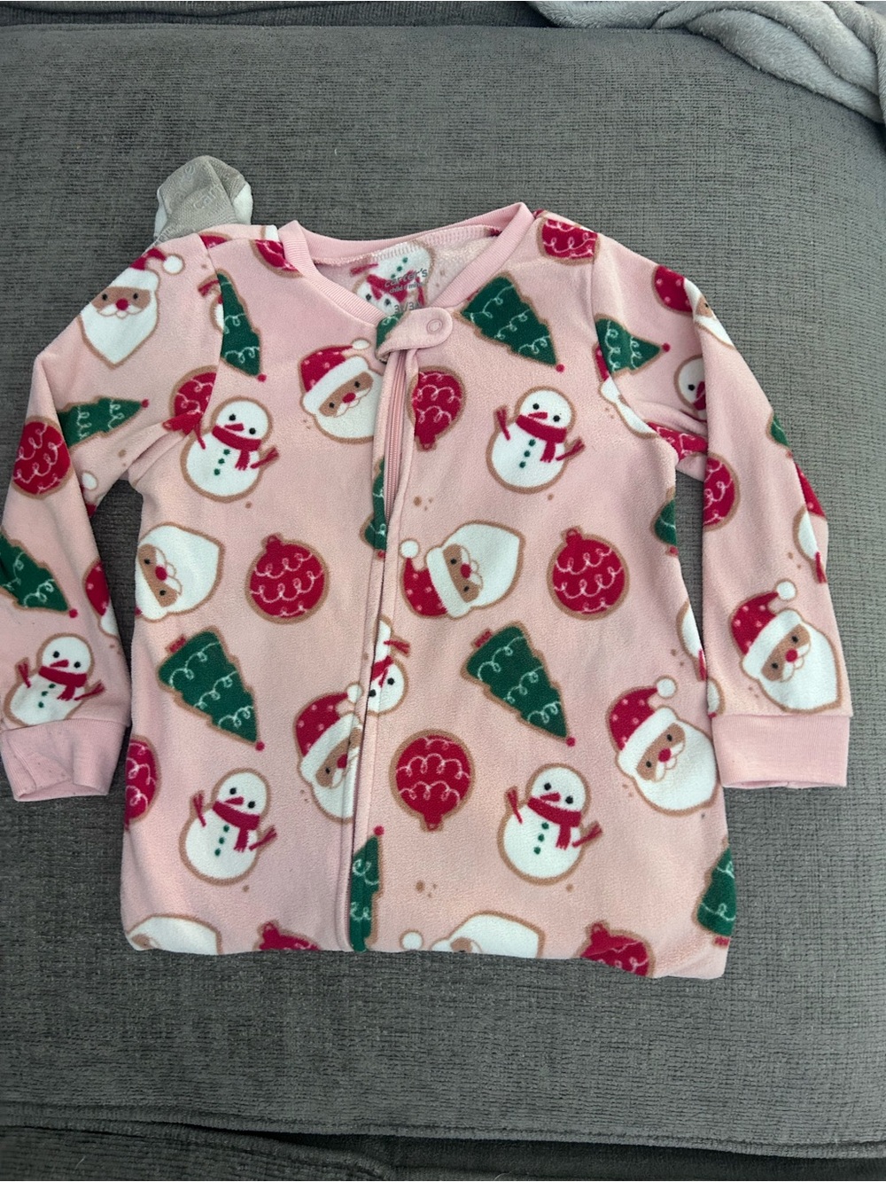 Carter's Pink Holiday Fleece Sleep Sack with Santa, Snowman & Tree Print
